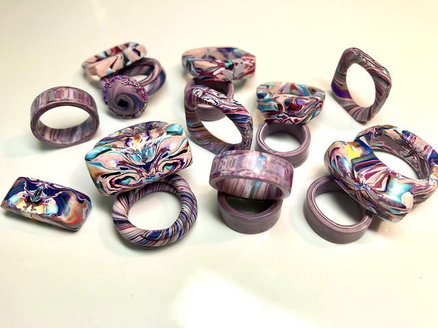 Sarah Harriz chunky polymer clay rings