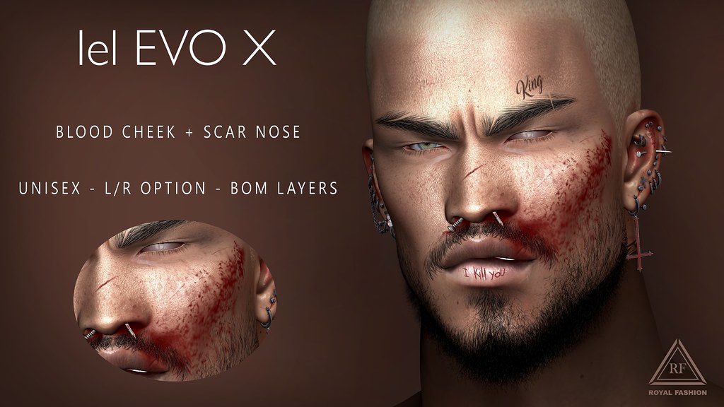 [ Royal Fashion ] Blood Cheek + Scar Nose Lelutka EVOX