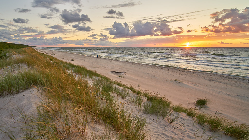 Sandy beach sunset