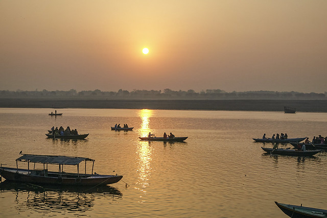 Sunrise above the Ganges river