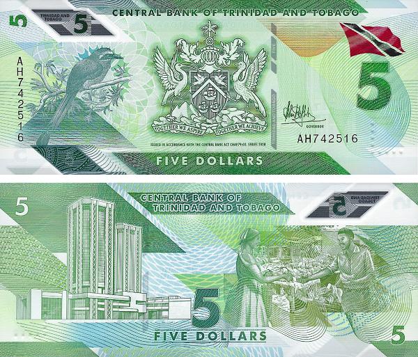5 Dolárov Trinidad a Tobago 2019 P61, polymer