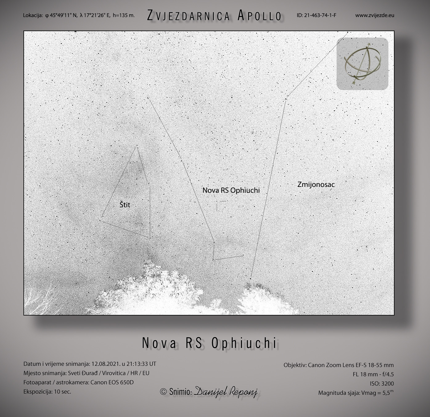 Nova RS Ophiuchi, 12.8.2021.