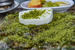 Turkish Katmer (with thick milk cream, honey, pistachios) dessert with ice-cream-3