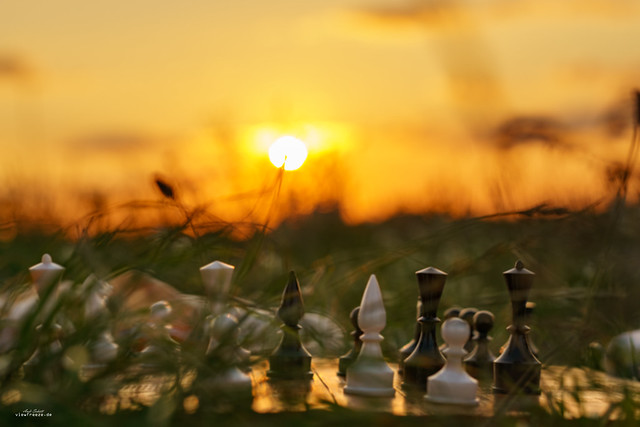 Chess during sunset