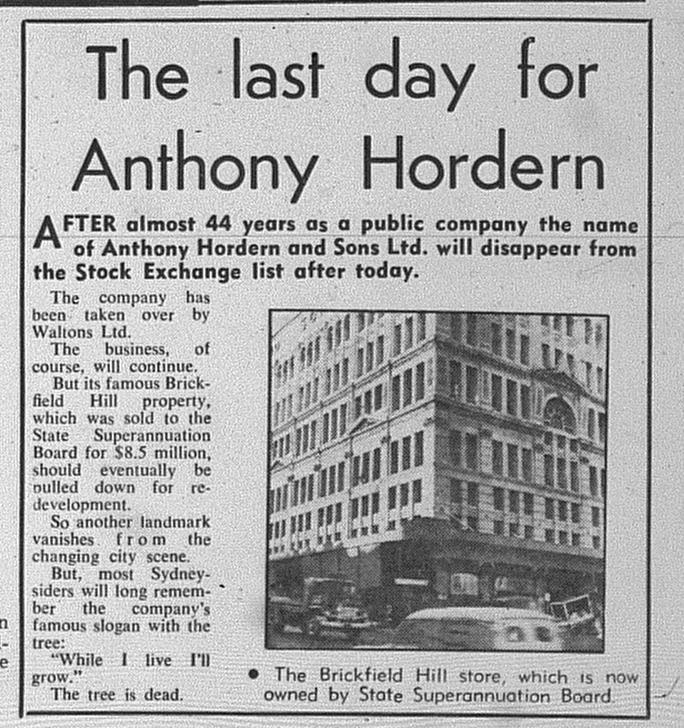 Anthony Horderns delisted from ASX April 8 1970 The Sun 68