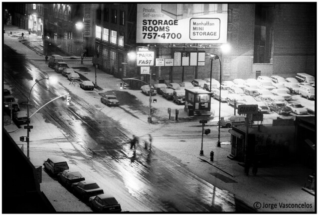 Lafayette St & Great Jones - from my window at Bond Street - New York City - Kodak TRI X - January 1992