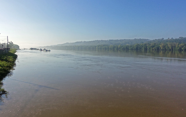 A misty morning at the Ohio River as seen from Haussermann Park in New Richmond, OH
