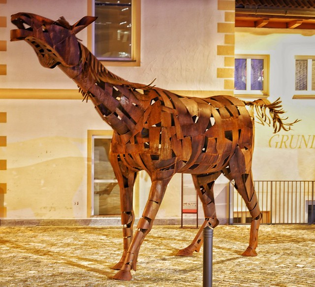 Night Iron Horse. Sculpture in Selva di Valgardena (wolkenstein in Gröden) - Dolomites - Italian Alp