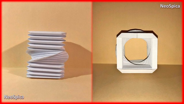 Folding Paper Bellows with Cylindrical Helix Square Form (2/9)