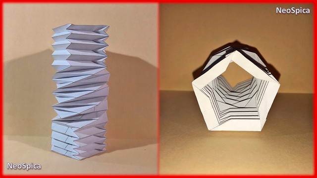 Folding Paper Bellows with Cylindrical Helix Pentagon Form (2/4)