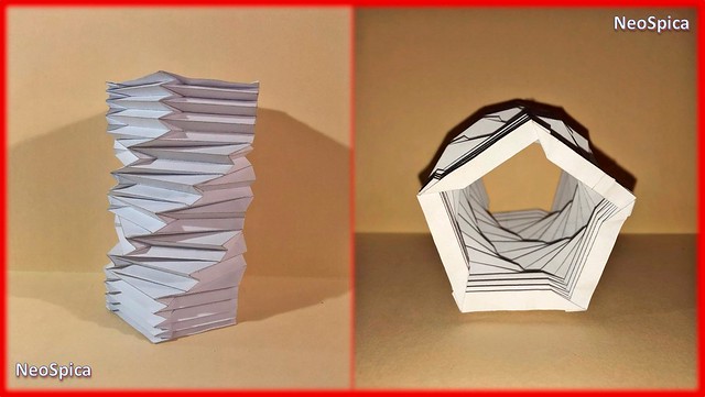 Folding Paper Bellows with Cylindrical Helix Pentagon Form (3/4)