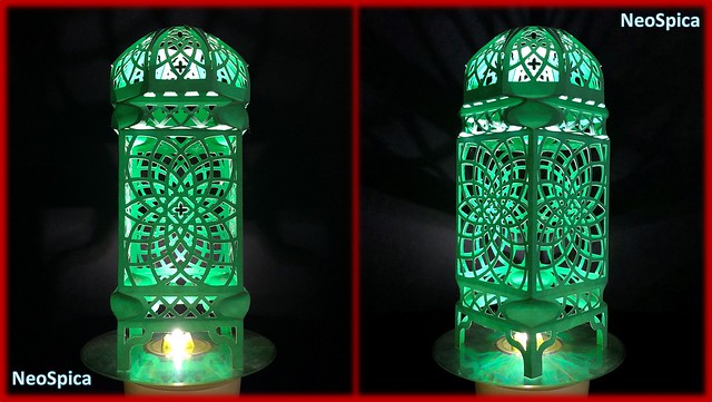 Moroccan style lantern paper designs - Square form and octagonal dome whit curved fold V2 (1/2)