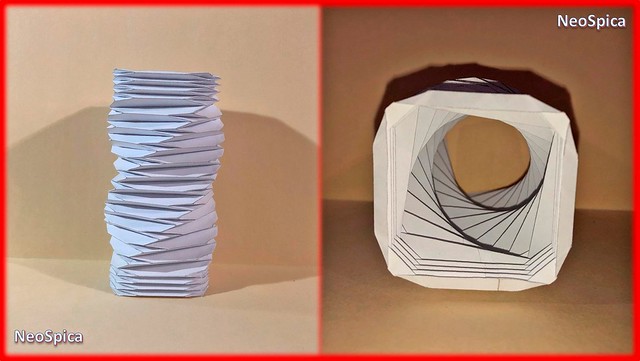 Folding Paper Bellows with Cylindrical Helix Square Form (9/9)