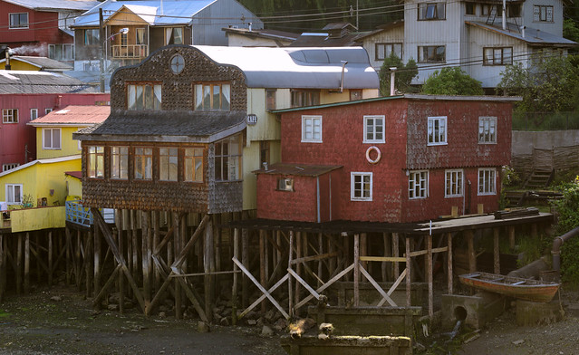 Skewered houses of Chiloe, Patagonia, Chile