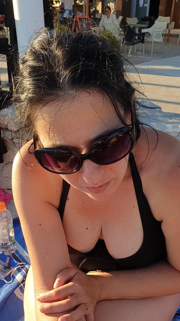 Nina enjoying the heat ... Banj Beach, Sibenik, Croatia