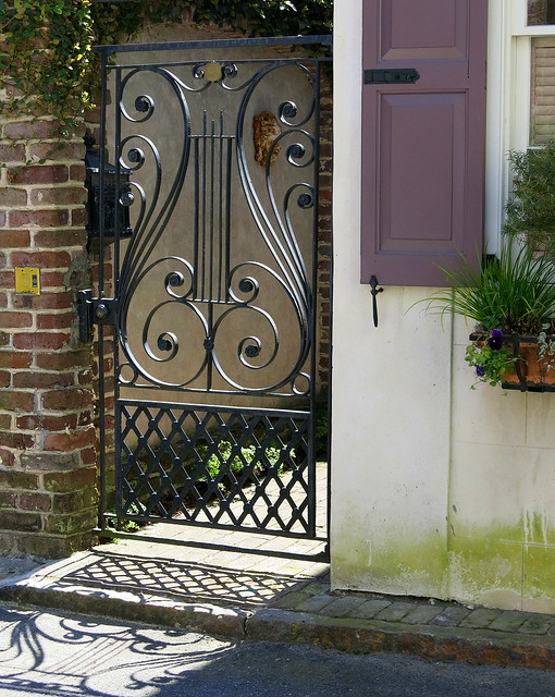 Wrought iron lyre Gate, Tradd Street, Charleston, SC