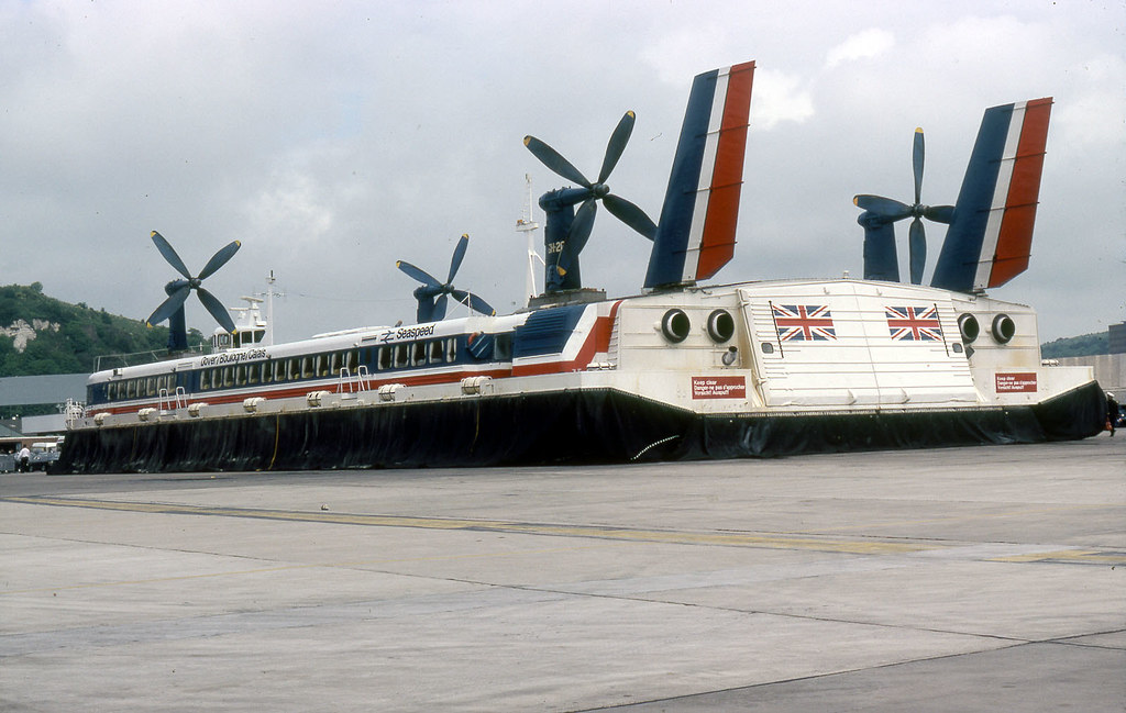 kent - seaspeed hovercraft at rest dover mid 1981 JL