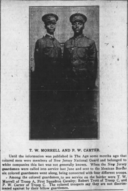 Yes, The New Jersey National Guard Has Black Men That Fought At The Mexican Border June 1915 - from The New York Age, November 26, 1916