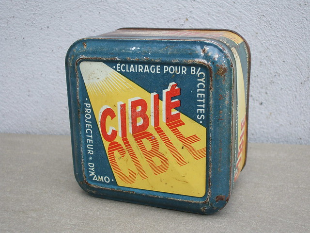 French Vintage Cibie Advertising Tin For a Bicycle Dynamo Lamp