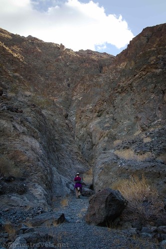 Entering the last set of narrows in Sidewinder Canyon, Death Valley National Park, California