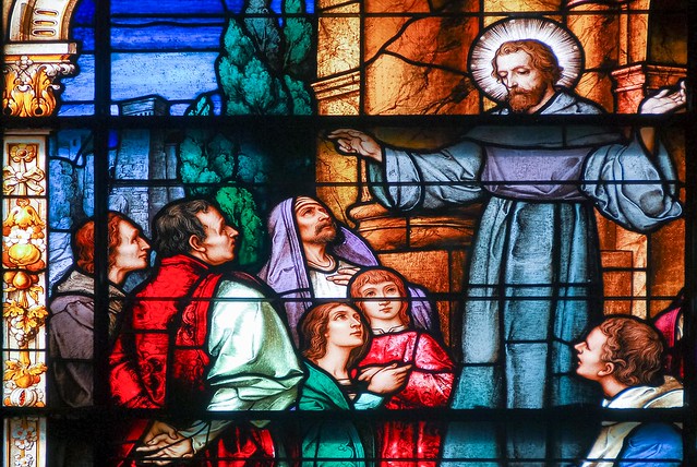 Stained glass of St. Augustine's Cathedral Basilica