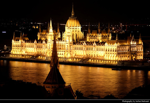Hungarian Parliament Building seen from Fisherman's Bastion, Budapest, Hungary