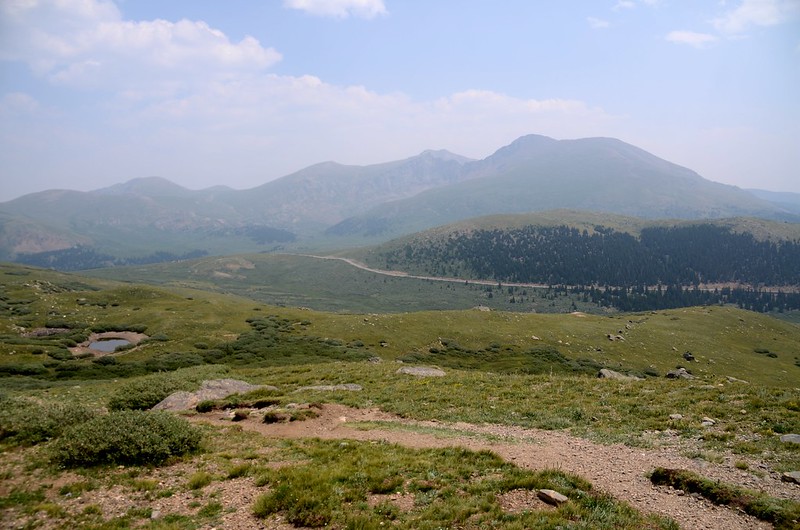 Looking west at Guanella Pass from Square Top Lakes Trail, Bierstadt is in the distance (2)