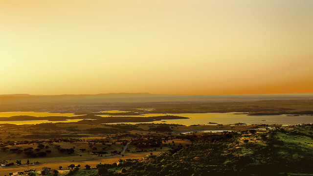 Alentejo countryside seen from Monsaraz at dawn