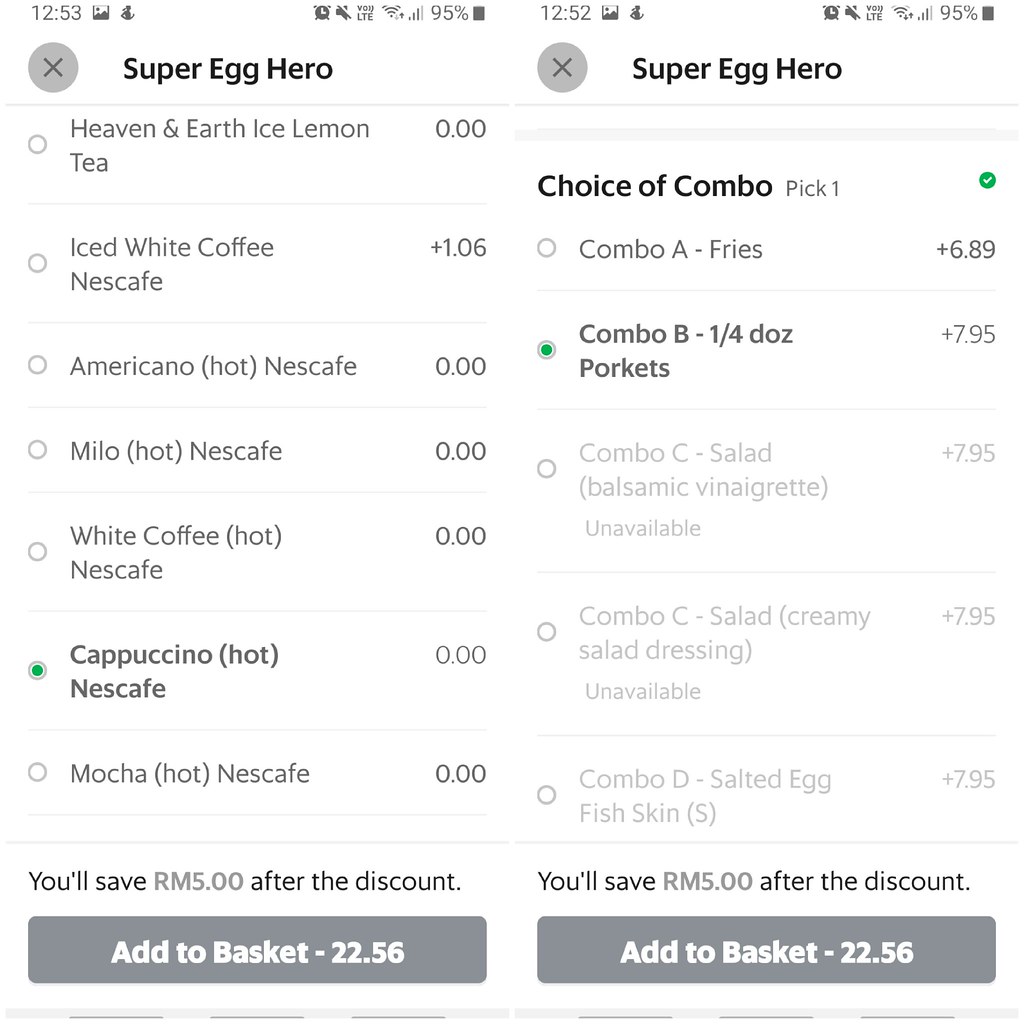 "超級英雄蛋"漢堡+豬肉餅和卡布奇諾咖啡(套餐) Super Egg Hero Combo w/Porkets & Cuppucino rm$ 23.09 @ Spade's Burger SS15