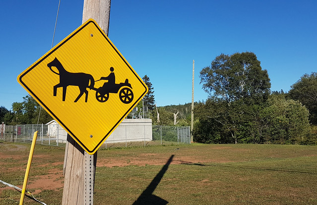 Amish buggy traffic sign in Prince Edward Island, Canada
