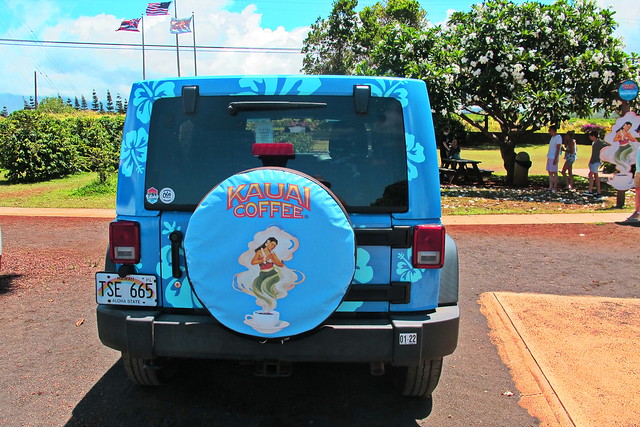 Kauai Coffee Plantation - Hula Dancer wrapped Jeep Wrangler