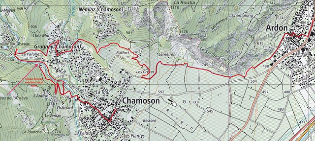 Wanderroute Chamoson - Ardon