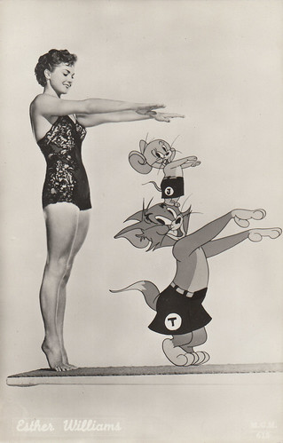 Esther Williams with Tom and Jerry in Dangerous When Wet (1953)