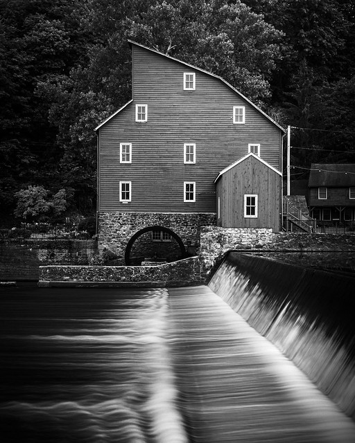 mill in black and white (Red Mill, Clinton, NJ)