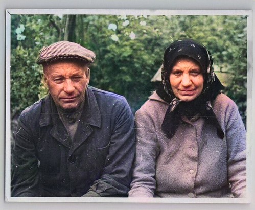 1969 ELDERLY MAN AND WOMAN old married couple in garden Russian Vintage Photo_colorSAI, Colorized by Asar Studios | by asarstudios