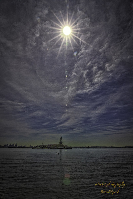 Lady Liberty greet the Sun