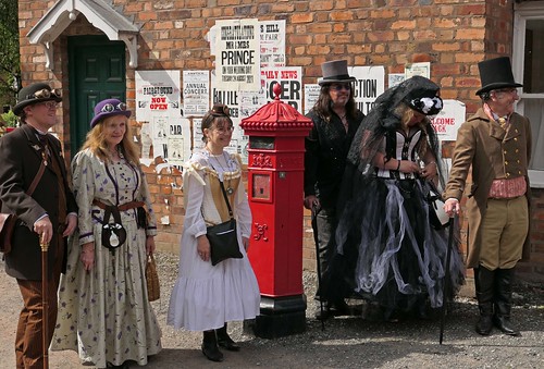 Characters lining up before the fashion parade - Blists Hill Victorian Village, Ironbridge Gorge