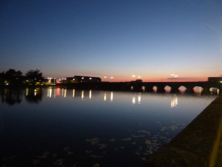 Long Bridge over the River Taw in Barnstaple - sunset at blue hour