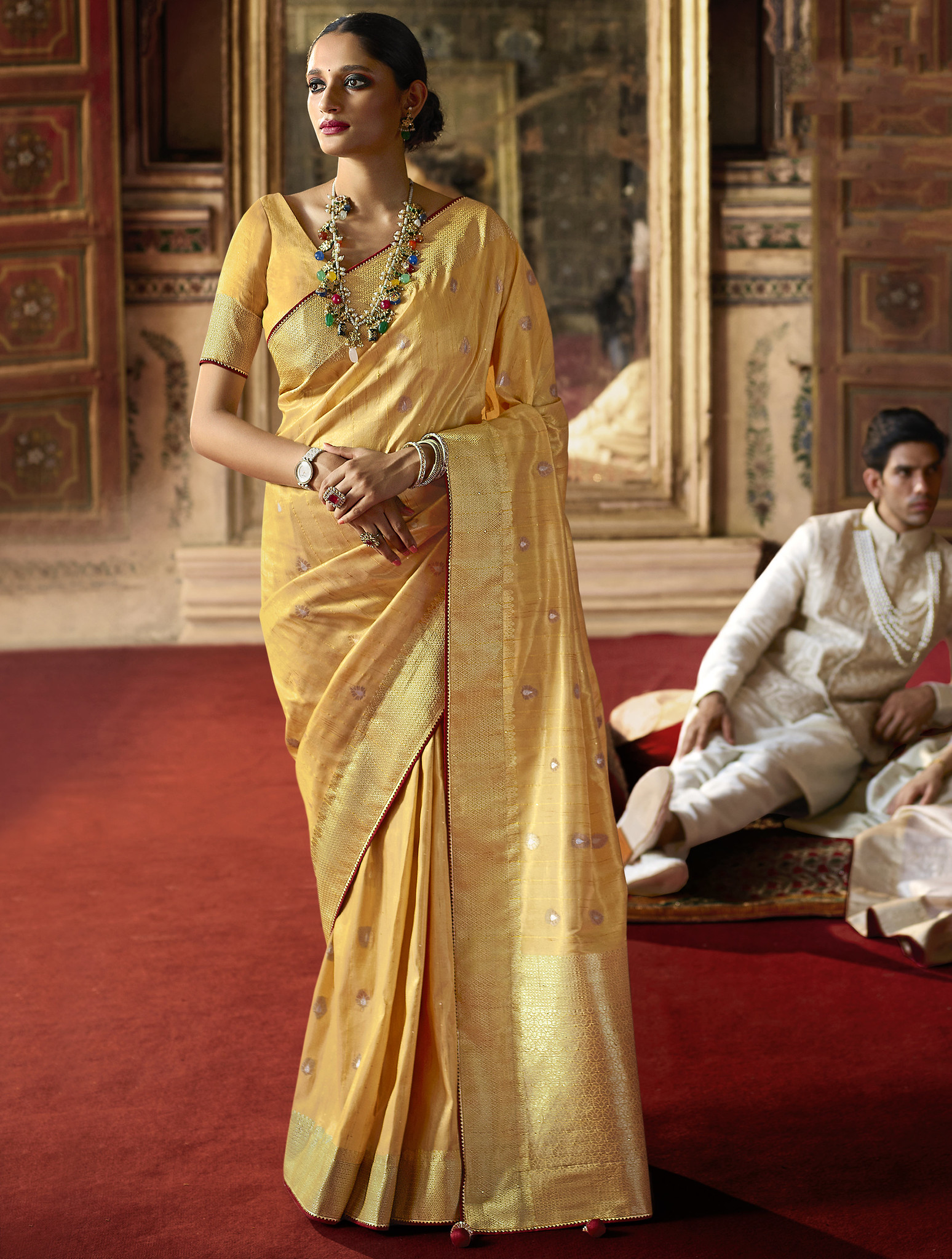Details more than 82 yellow silk saree super hot