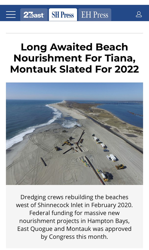 Beach Nourishment For Tiana, Montauk Slated For 2022 - https://www.27east.com/southampton-press/long-awaited-beach-nourishment-for-tiana-montauk-slated-for-2022-1746482/