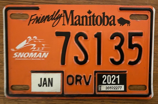 2021 Manitoba Offroad Vehicle license plate.