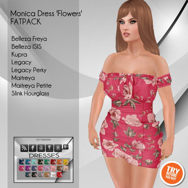 [D2T Designs] Monica Dress #FatPack 'fowers' ADD