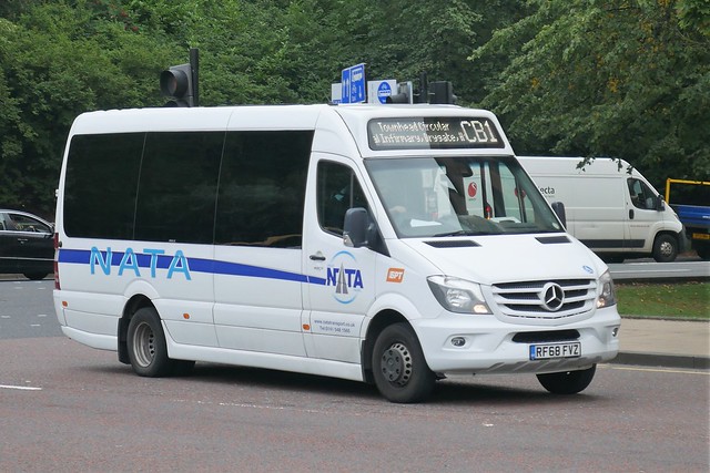 NATA (Northern Area Transport Alliance) Mercedes Benz 516CDi EVM RF68FVZ operating SPT service CB1 Townhead Circular at Killermont Street, Glasgow, on 23 August 2021.