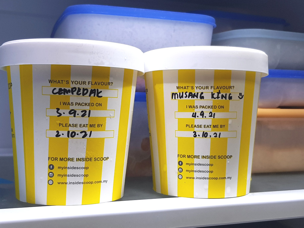 貓山王榴槤雪糕 Musang King Durian Ice Cream (1 pint) rm$38.50 & "尖不辣"雪糕 Cempedak Ice Cream rm$38.50 (1 pint) @ Inside Scoop USJ10