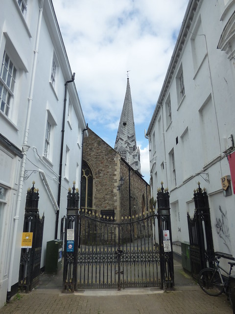 Barnstaple Parish Church from the High Street in Barnstaple