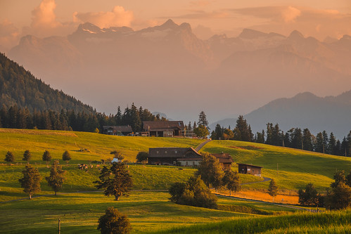 mountains switzerland landscape sky field nature mountain grass summer meadow clouds green hill tree countryside forest view cloud sunset trees sun rural scenery panorama agriculture spring zug xt3 xf50140 fujifilm