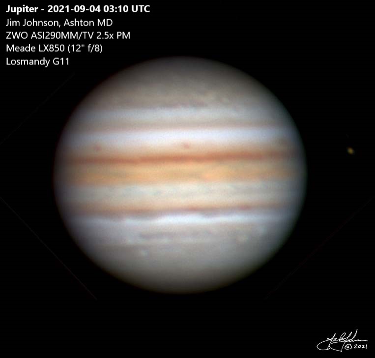 Jupiter - 2021-09-04 0310 UTC - With Io