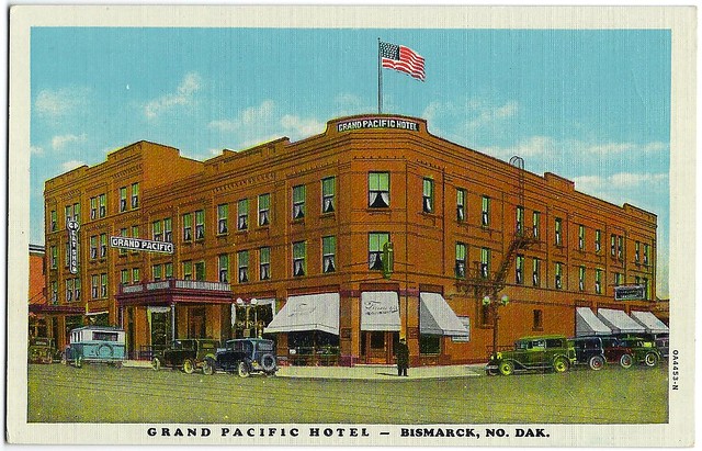 Grand Pacific Hotel. Bismarck, No. Dak. Postcard.