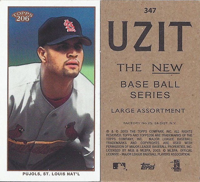 2002 / 2003 - Topps 206 Mini Baseball Card / Series 3 / Uzit - ALBERT PUJOLS #347 (Third Baseman / First Baseman) (St. Louis Cardinals) - second year card