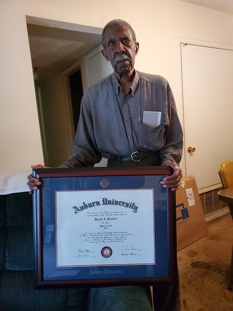 Harold A. Franklin with his Auburn diploma.